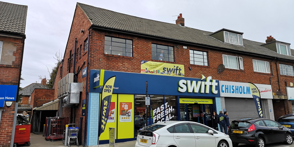 The exterior of the new Swift store